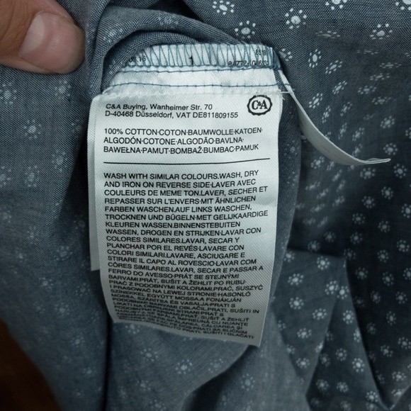 Canda C&A Off The Shoulder Blouse Top Blue Printed Size  XL/ 44 - Picture 8 of 10